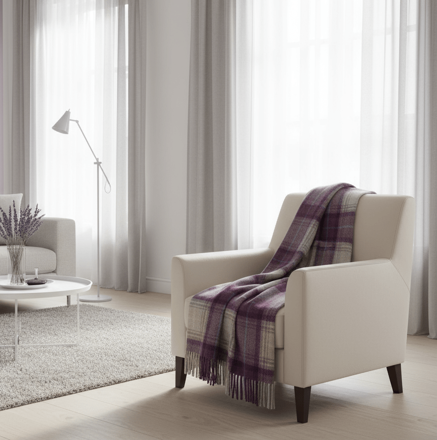 Remony Lambswool Throw Lindores Grape Lindores Marino Lambswool Throws by Remony