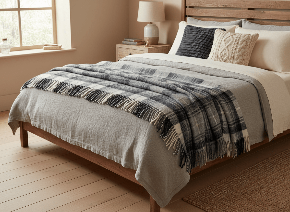 Remony Lambswool Throw Lindores Slate Lindores Marino Lambswool Throws by Remony