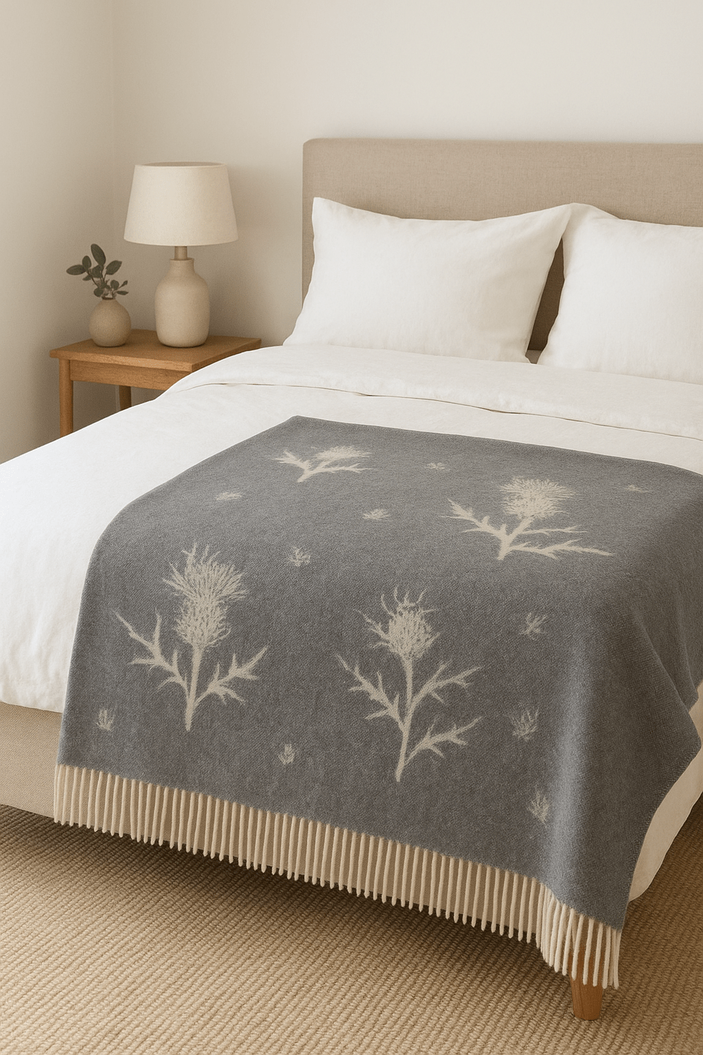 Remony Lambswool Throw Thistle Nature Marino Lambswool Throws by Remony