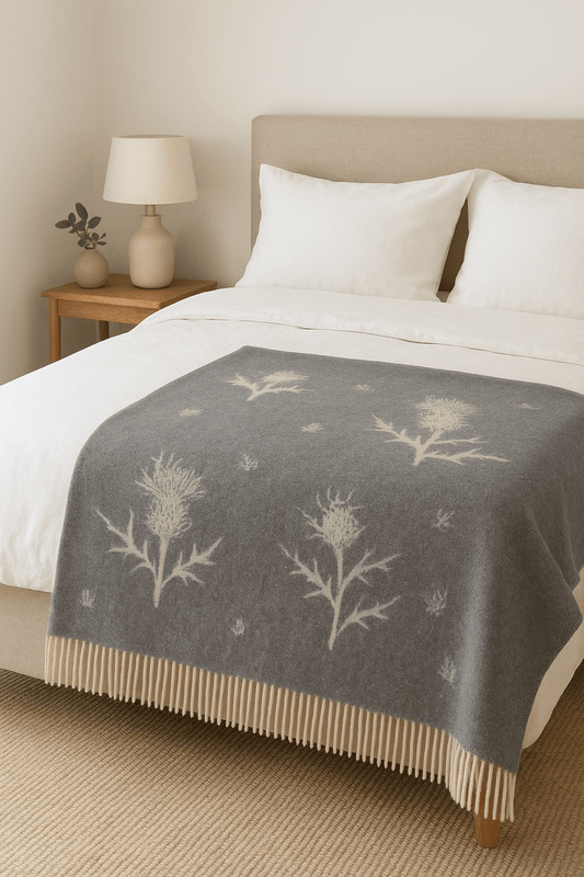 Remony Lambswool Throw Thistle Nature Marino Lambswool Throws by Remony