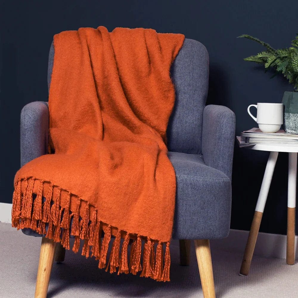 Riva home Throw Essentials Chiltern Tasselled Throw - Burnt Orange