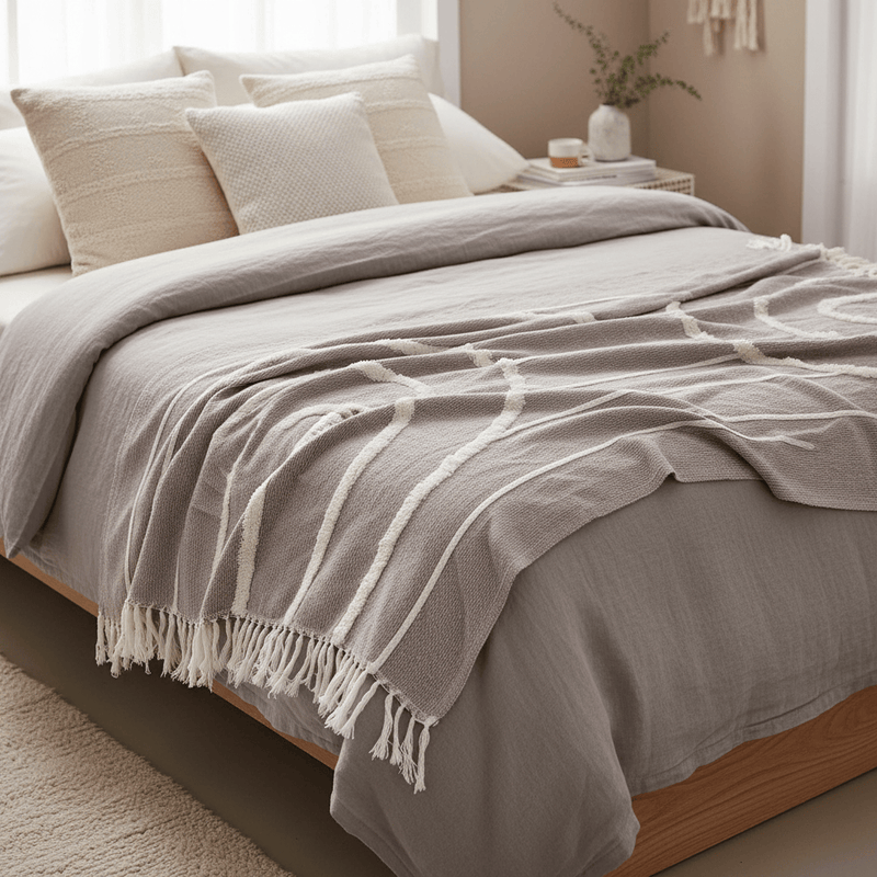 🌈 Tufted Rainbow Throw – Grey by Riva Home