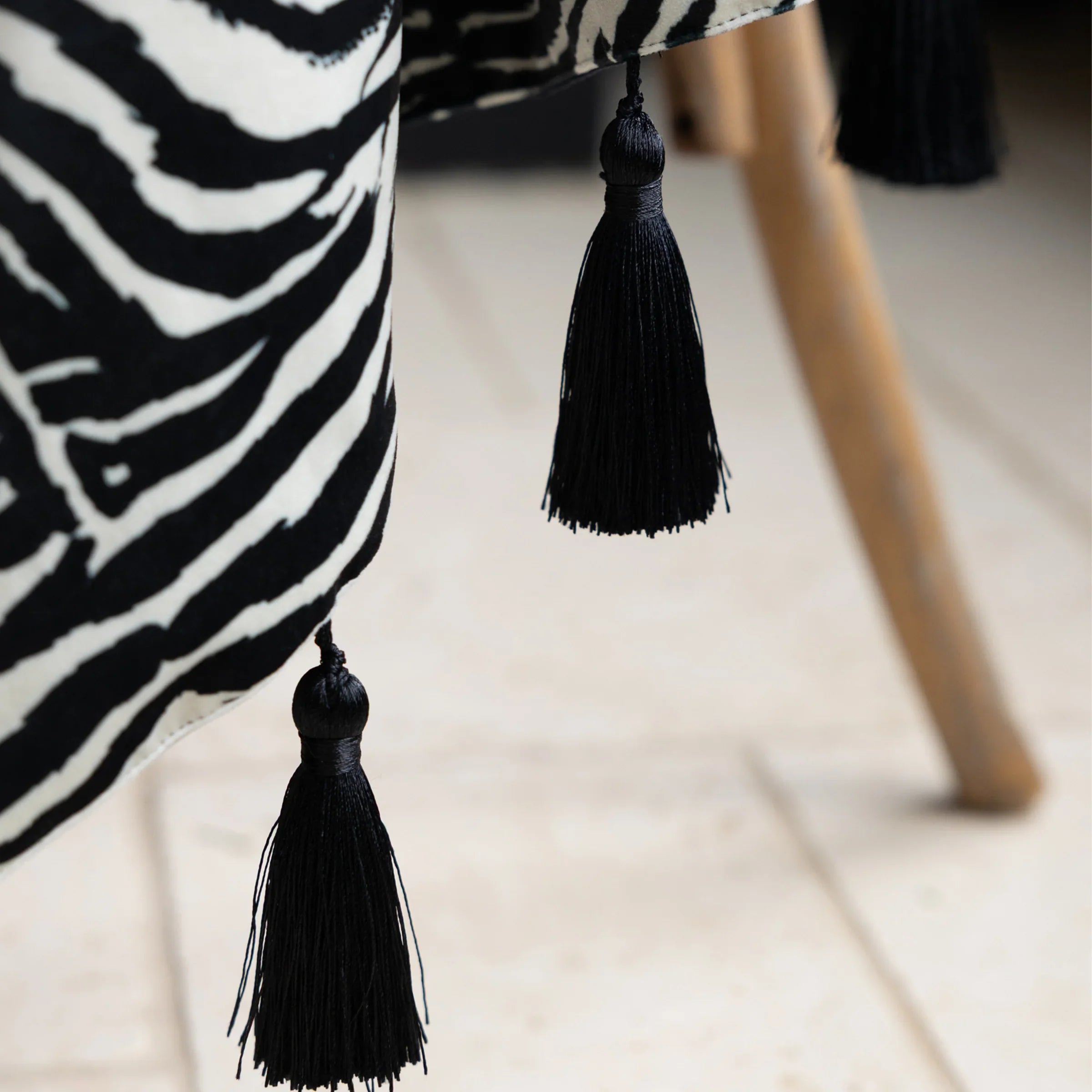 Rockett St George (Riva Home) Bedspread/Throw DIRTY ZEBRA TASSELLED VELVET THROW - BLACK  by Rockett St George