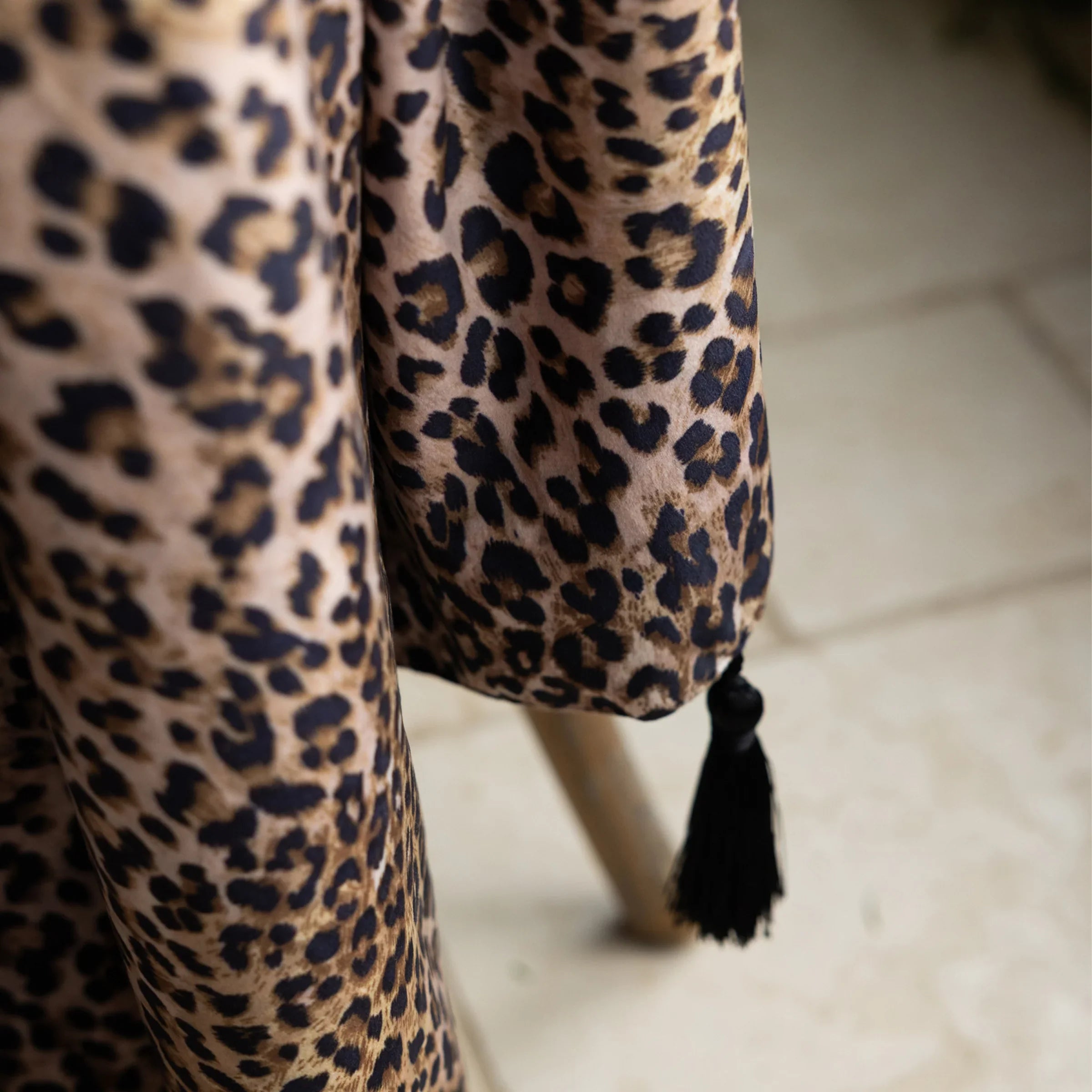 Rockett St George (Riva Home) Bedspread/Throw LEOPARD LOVE VELVET TASSELLED THROW - BLACK  by Rockett St George