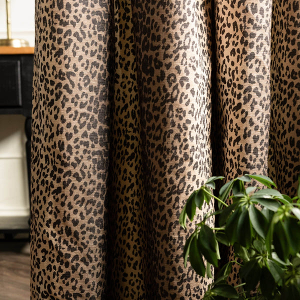 LEOPARD LUXE BLACKOUT PENCIL PLEAT CURTAINS - NATURAL  by Rockett St George
