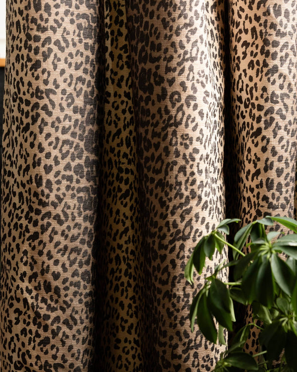 LEOPARD LUXE BLACKOUT PENCIL PLEAT CURTAINS - NATURAL  by Rockett St George