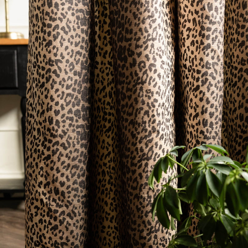 LEOPARD LUXE BLACKOUT PENCIL PLEAT CURTAINS - NATURAL  by Rockett St George