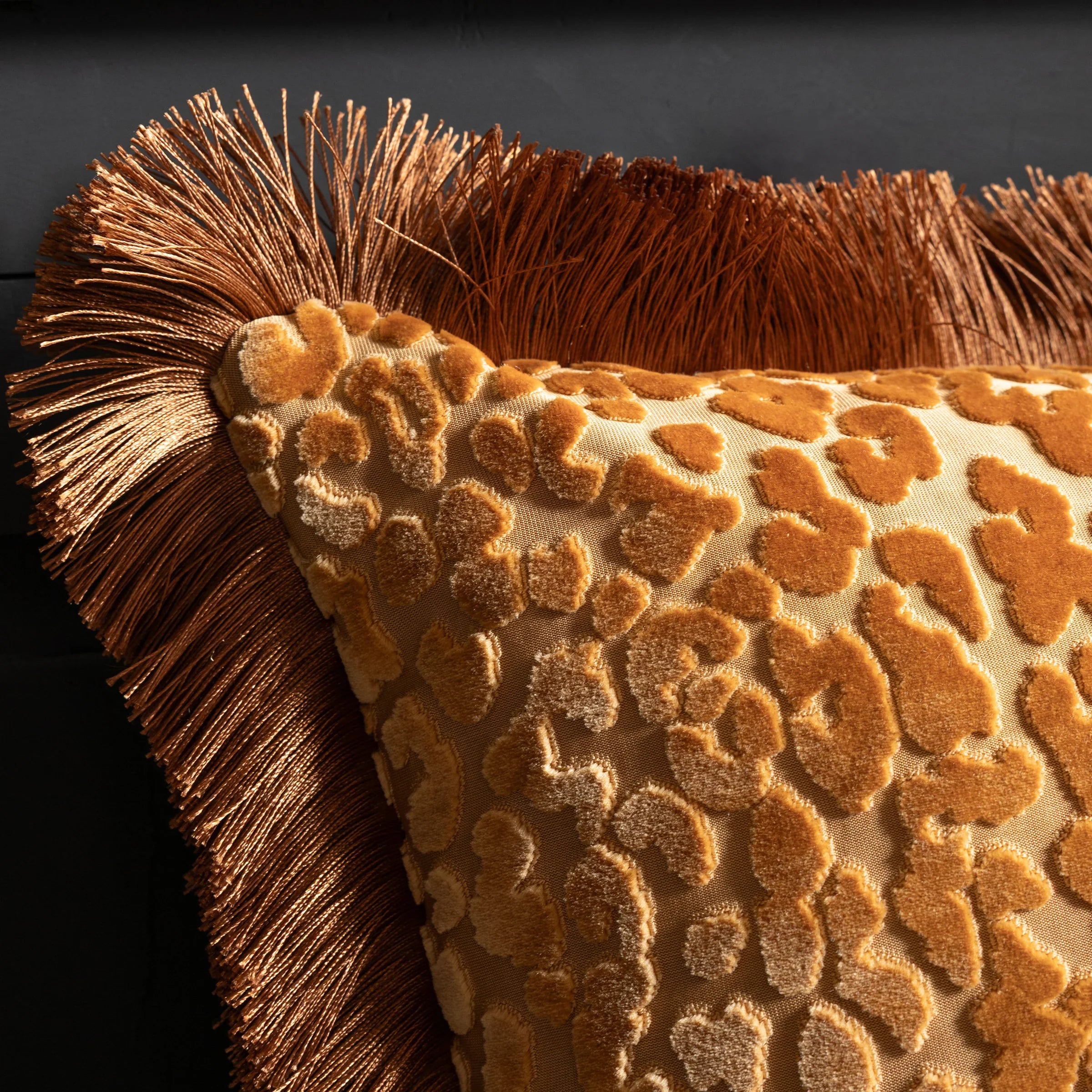 Rockett St George (Riva Home) Cushions LEOPARD LOVE CUT VELVET CUSHION – BLACK, GREEN, CARAMEL OR PINK by Rockett St George