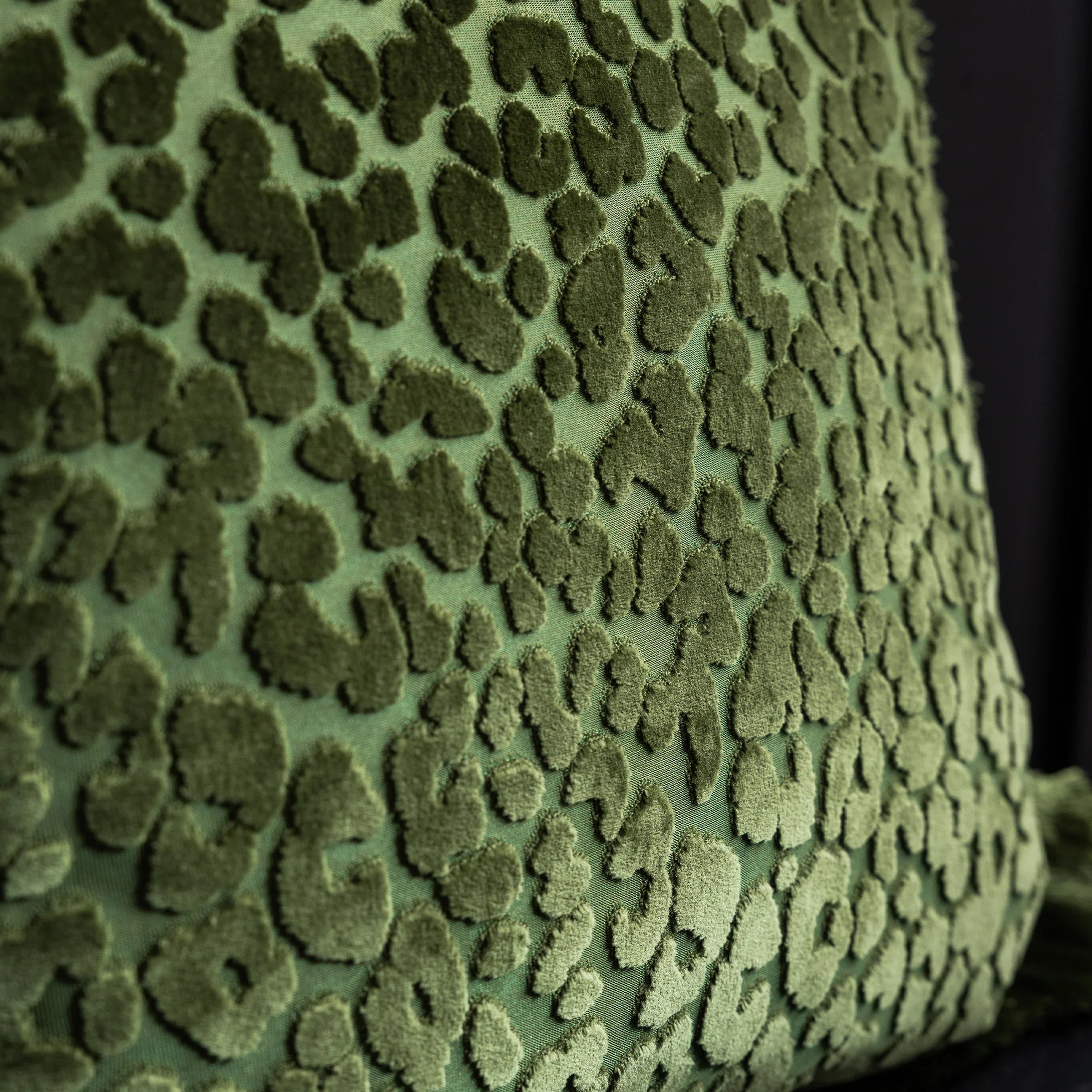 Rockett St George (Riva Home) Cushions LEOPARD LOVE CUT VELVET CUSHION – BLACK, GREEN, CARAMEL OR PINK by Rockett St George
