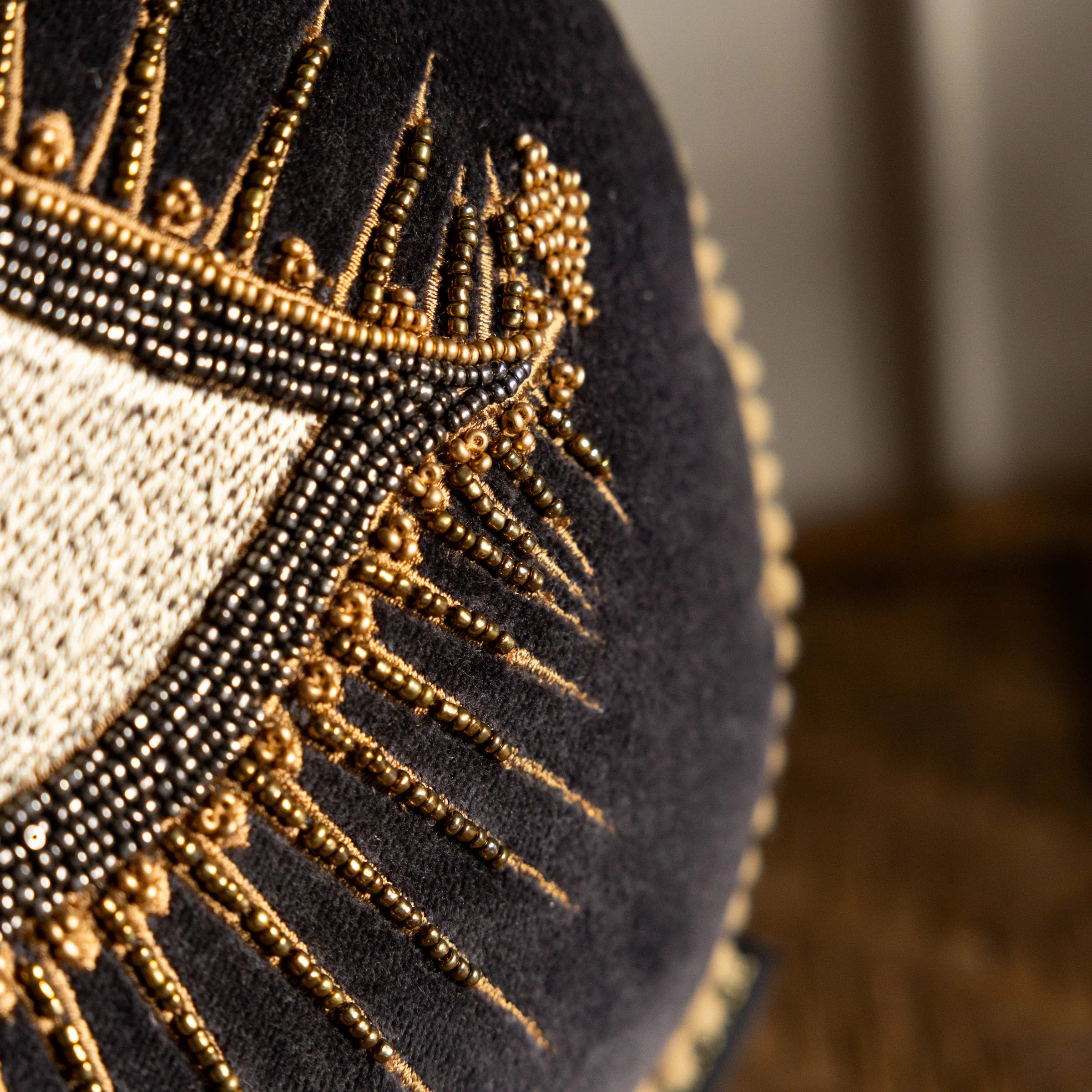 Rockett St George (Riva Home) Cushions LOOK OF LOVE BEADED EYE VELVET CUSHION BLACK  by Rockett St George
