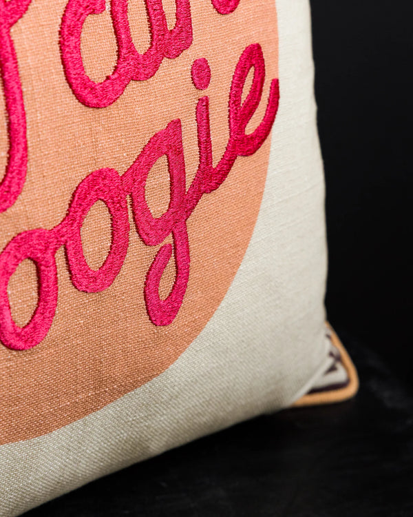 YES SIR I CAN BOOGIE COTTON SLUB CUSHION PEACH by Rockett St George