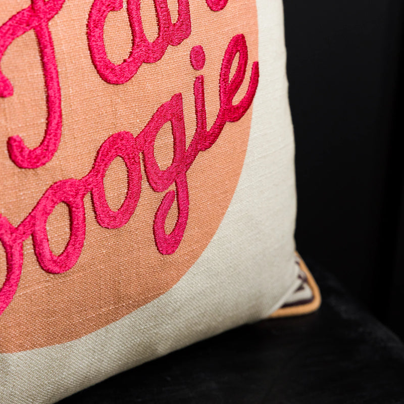 YES SIR I CAN BOOGIE COTTON SLUB CUSHION PEACH by Rockett St George