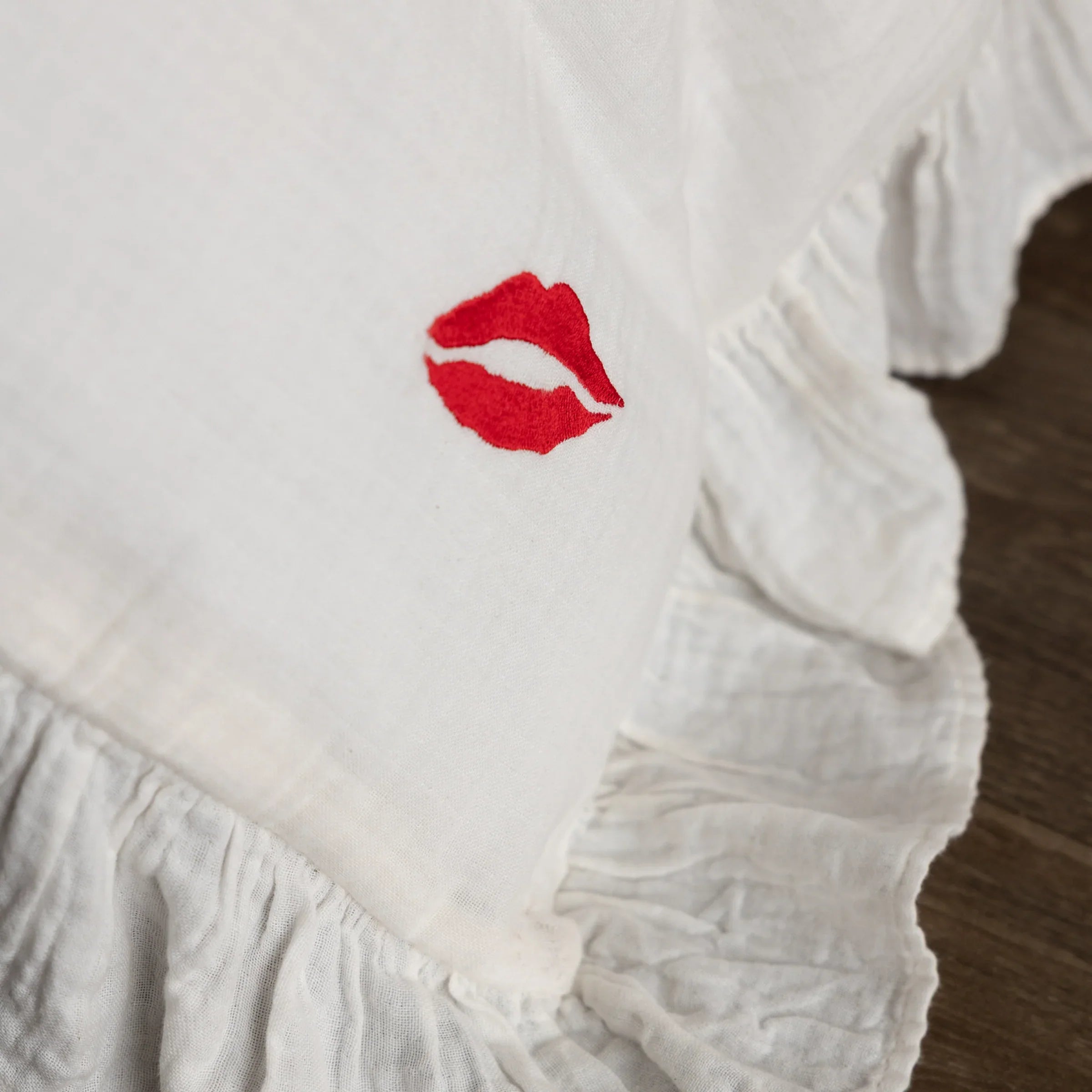 Rockett St George (Riva Home) Duvet Cover set LOVE NOTE FRILL COTTON DUVET COVER SET WHITE  by Rockett St George