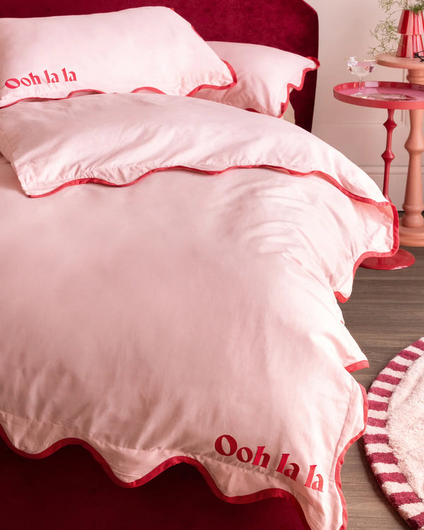 OOH LA LA LA COTTON SCALLOP DUVET COVER SET PINK  by Rockett St George