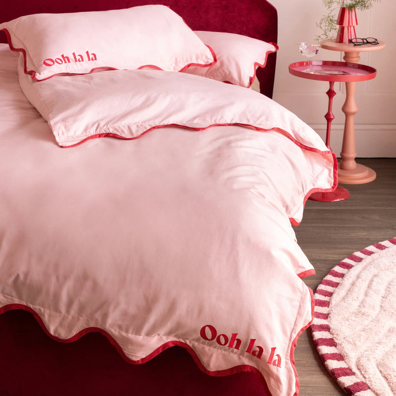 OOH LA LA LA COTTON SCALLOP DUVET COVER SET PINK  by Rockett St George