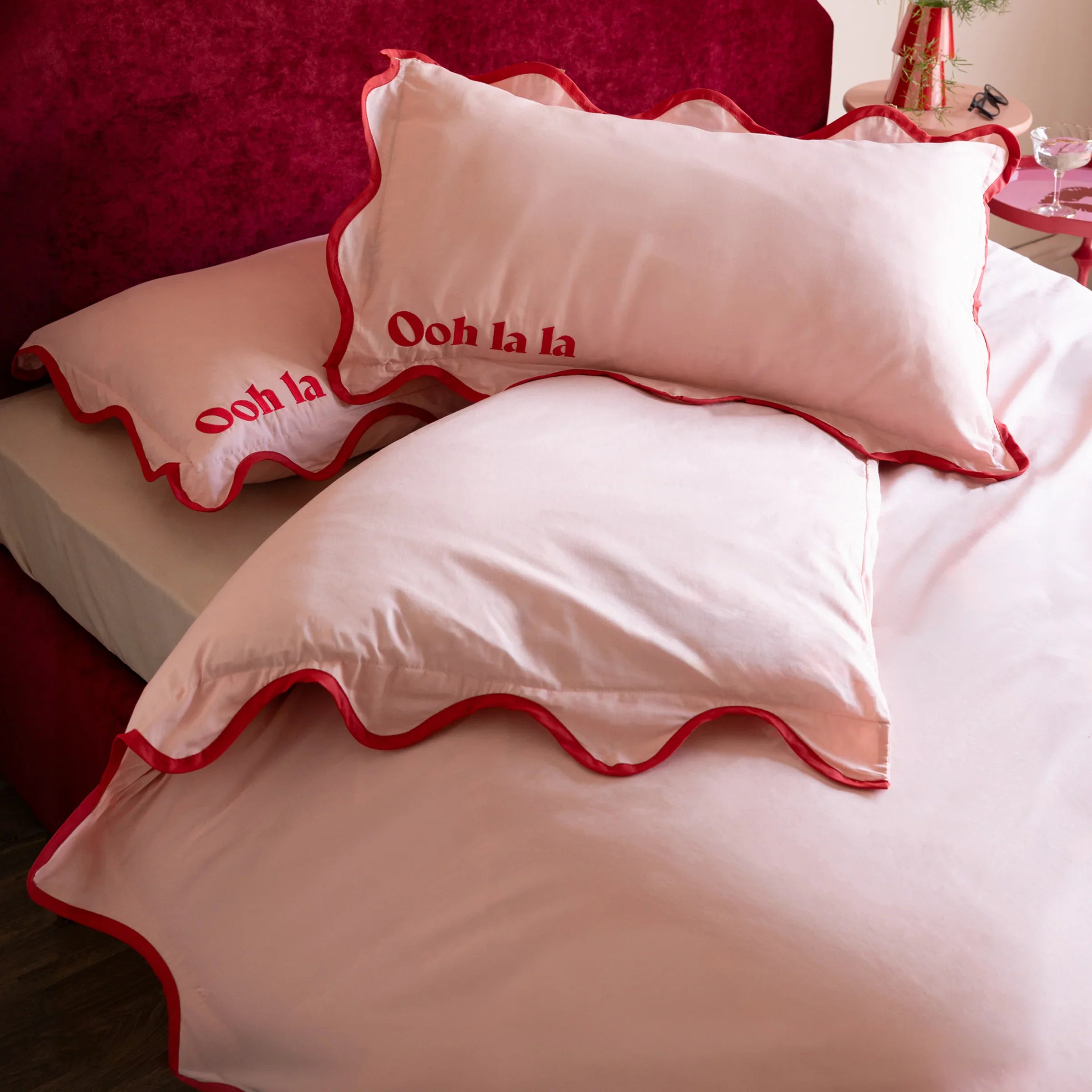 Rockett St George (Riva Home) Duvet Cover set OOH LA LA LA COTTON SCALLOP DUVET COVER SET PINK  by Rockett St George