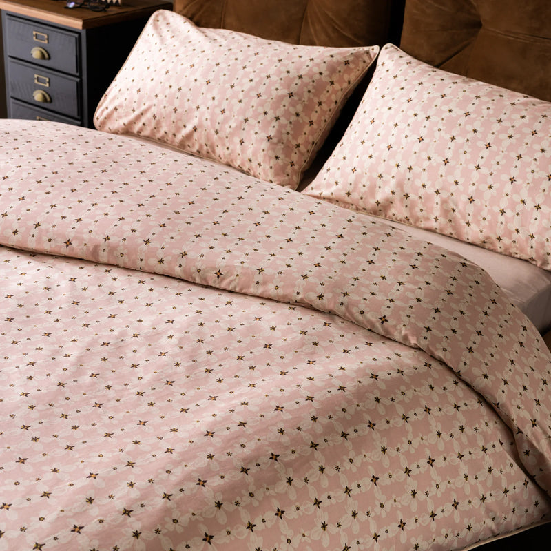 TRANSLUCENT DAISY PIPED DUVET COVER SET PINK  by Rockett St George.