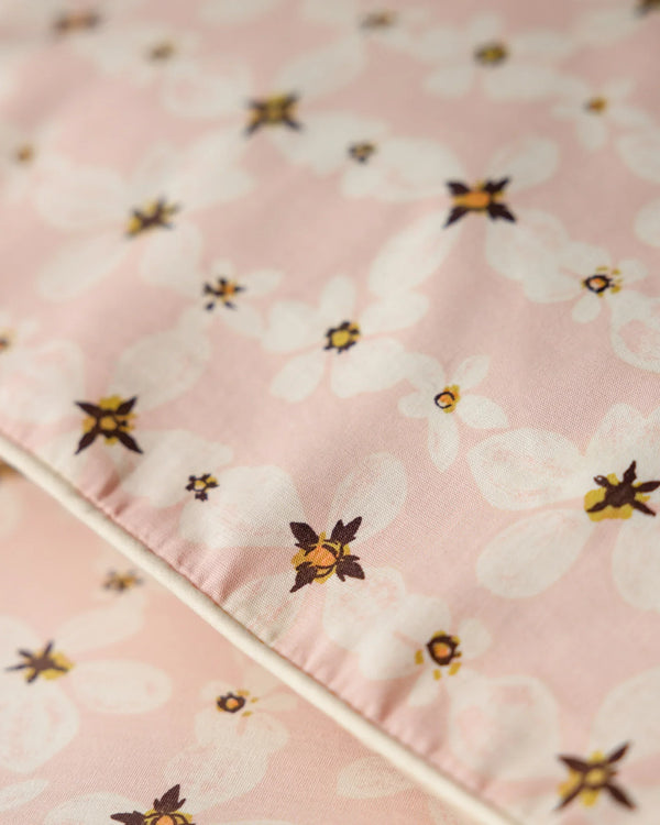 TRANSLUCENT DAISY PIPED DUVET COVER SET PINK  by Rockett St George.
