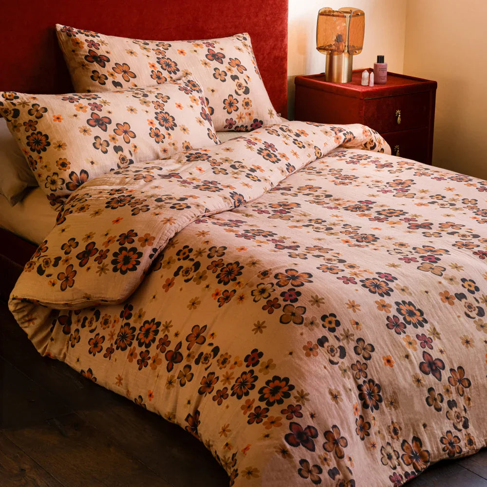 Rockett St George (Riva Home) Duvet Cover set WOODSTOCK PRINTED 100% COTTON DUVET COVER SET – ORANGE