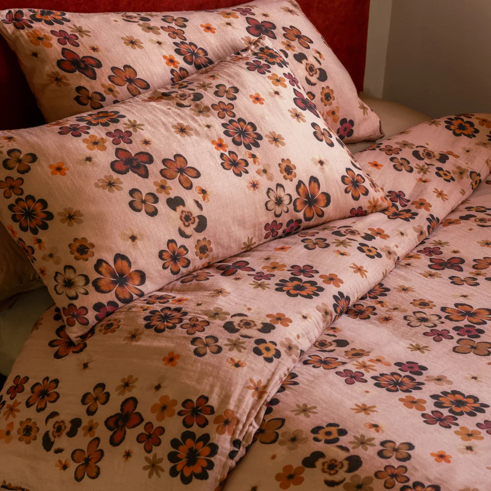Rockett St George (Riva Home) Duvet Cover set WOODSTOCK PRINTED 100% COTTON DUVET COVER SET – ORANGE