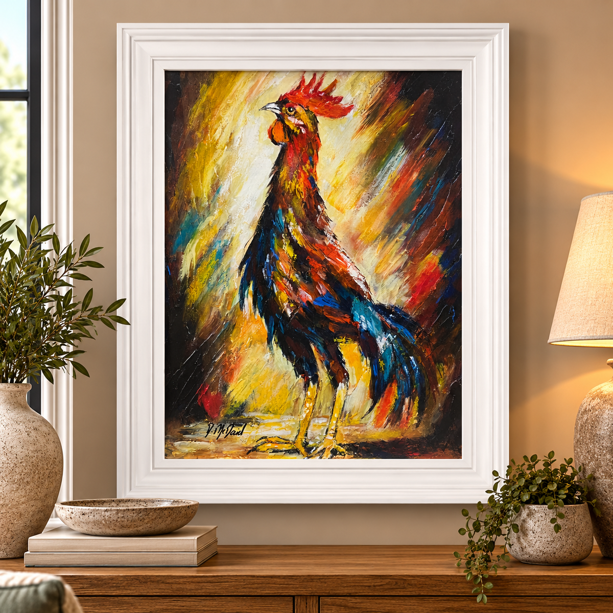 ROOSTERS CRY FRAMED PRINT – WHITE FRAME  | House of Irish Art