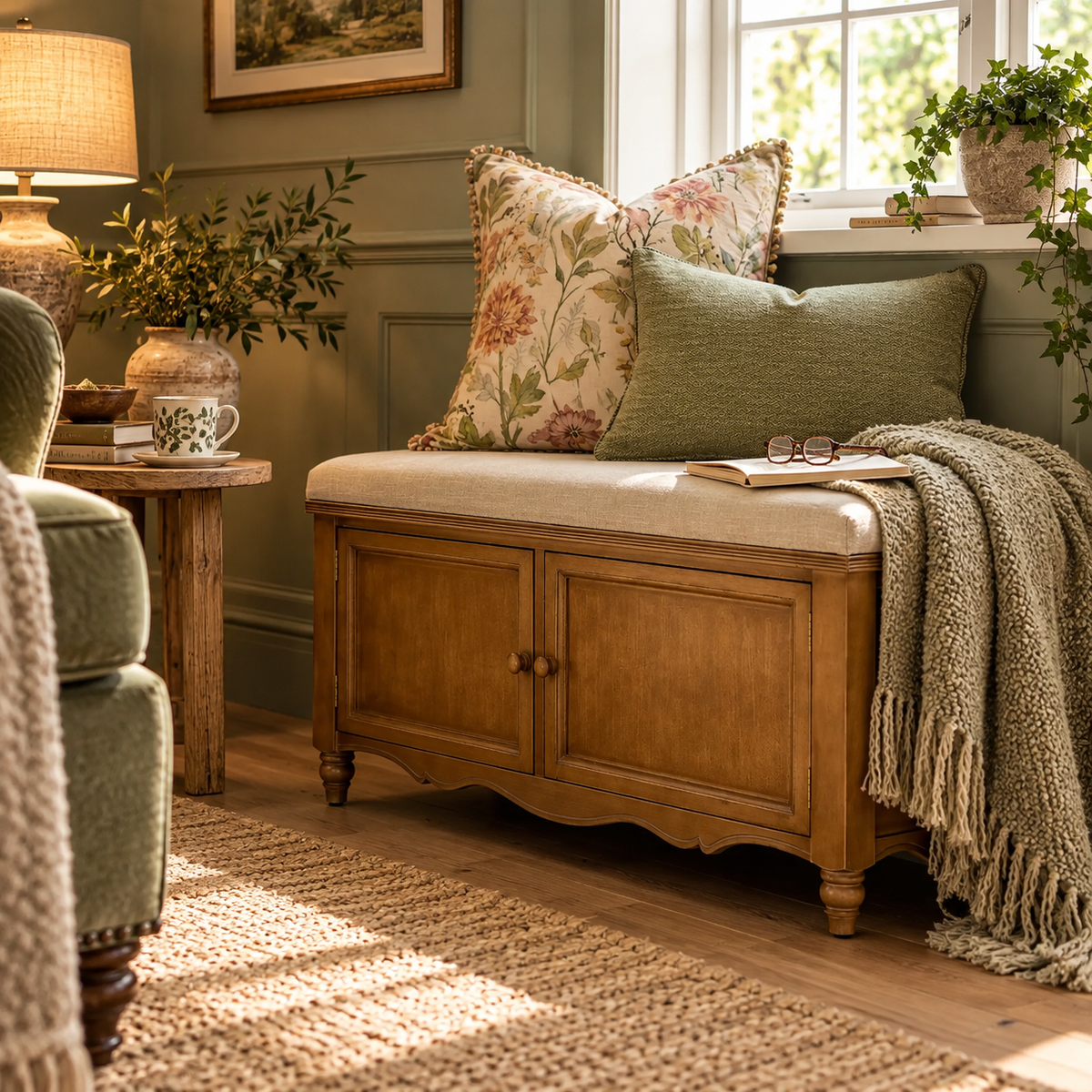 ROSALIE WOODEN STORAGE BENCH – OAK by Voyage Maison