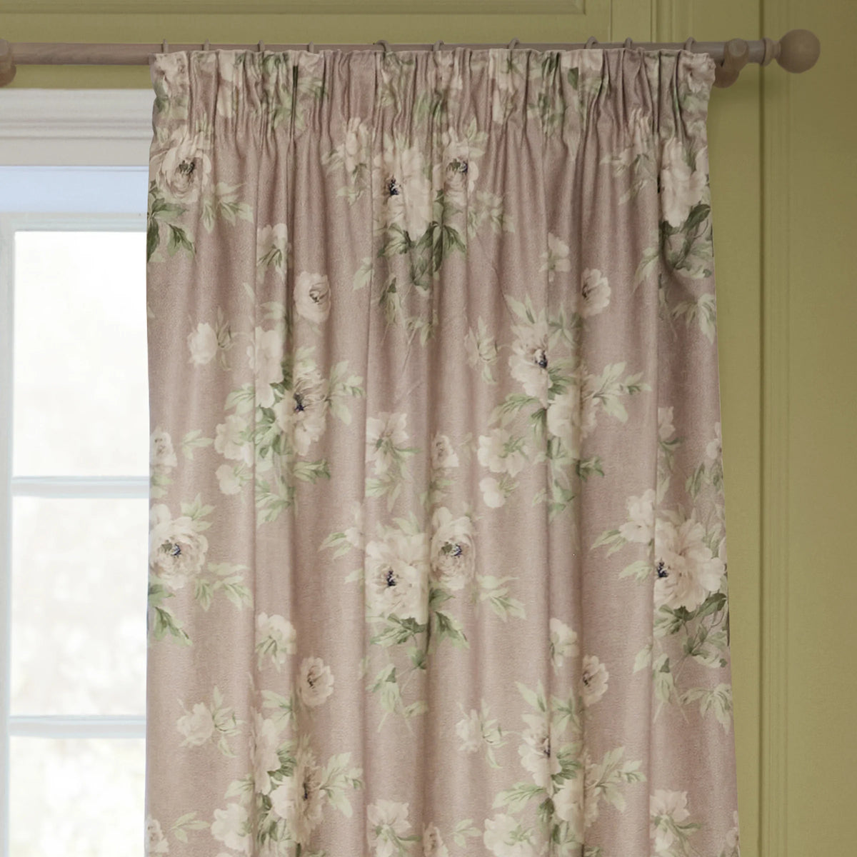 Sanderson (Riva Home) Sanderson Curtains ADELE FLORAL CHENILLE PENCIL PLEAT CURTAINS – ROSE by Sanderson