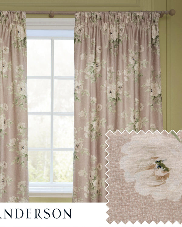 Sanderson Adele Floral Chenille Pencil Pleat Curtains