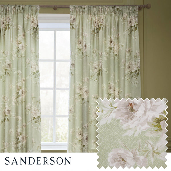 Sanderson Adele Floral Chenille Pencil Pleat Curtains