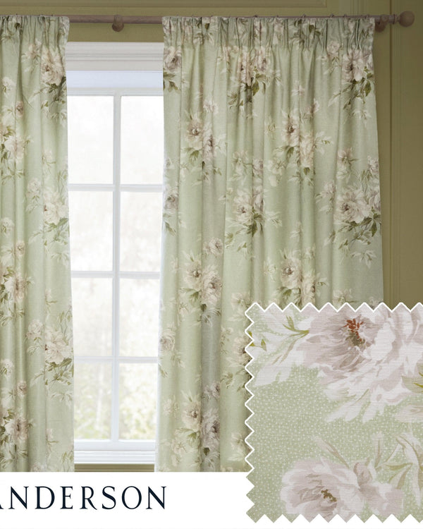 Sanderson Adele Floral Chenille Pencil Pleat Curtains