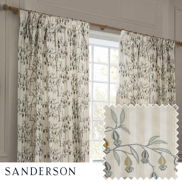 Sanderson Chinese Lanterns Embroidered Pencil Pleat Curtains