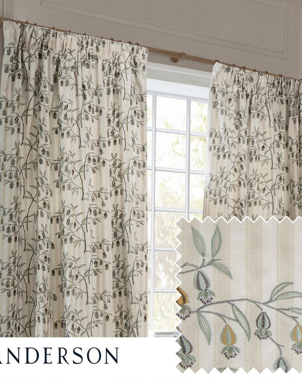 Sanderson Chinese Lanterns Embroidered Pencil Pleat Curtains