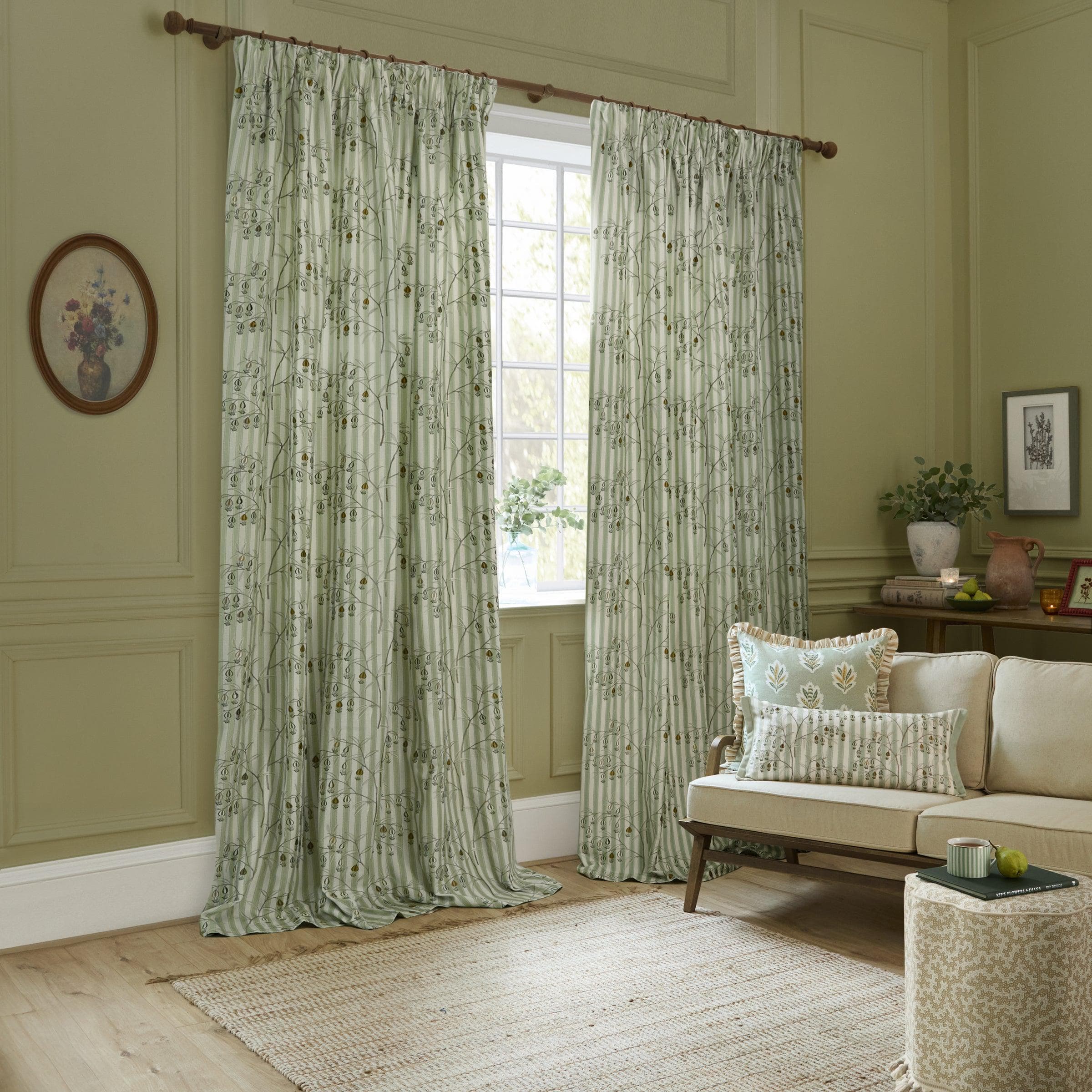 Sanderson (Riva Home) Sanderson Curtains Sanderson Chinese Lanterns Embroidered Pencil Pleat Curtains