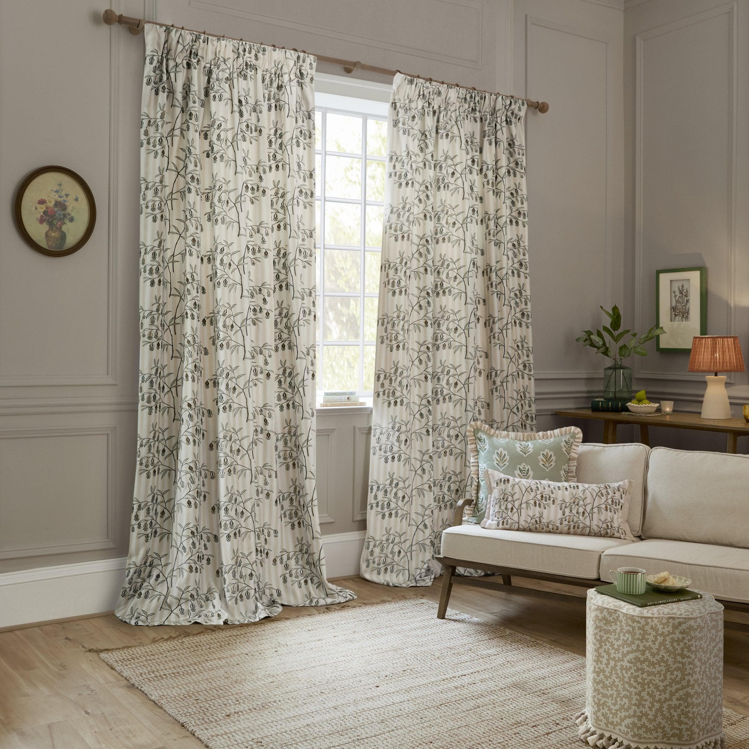 Sanderson (Riva Home) Sanderson Curtains Sanderson Chinese Lanterns Embroidered Pencil Pleat Curtains