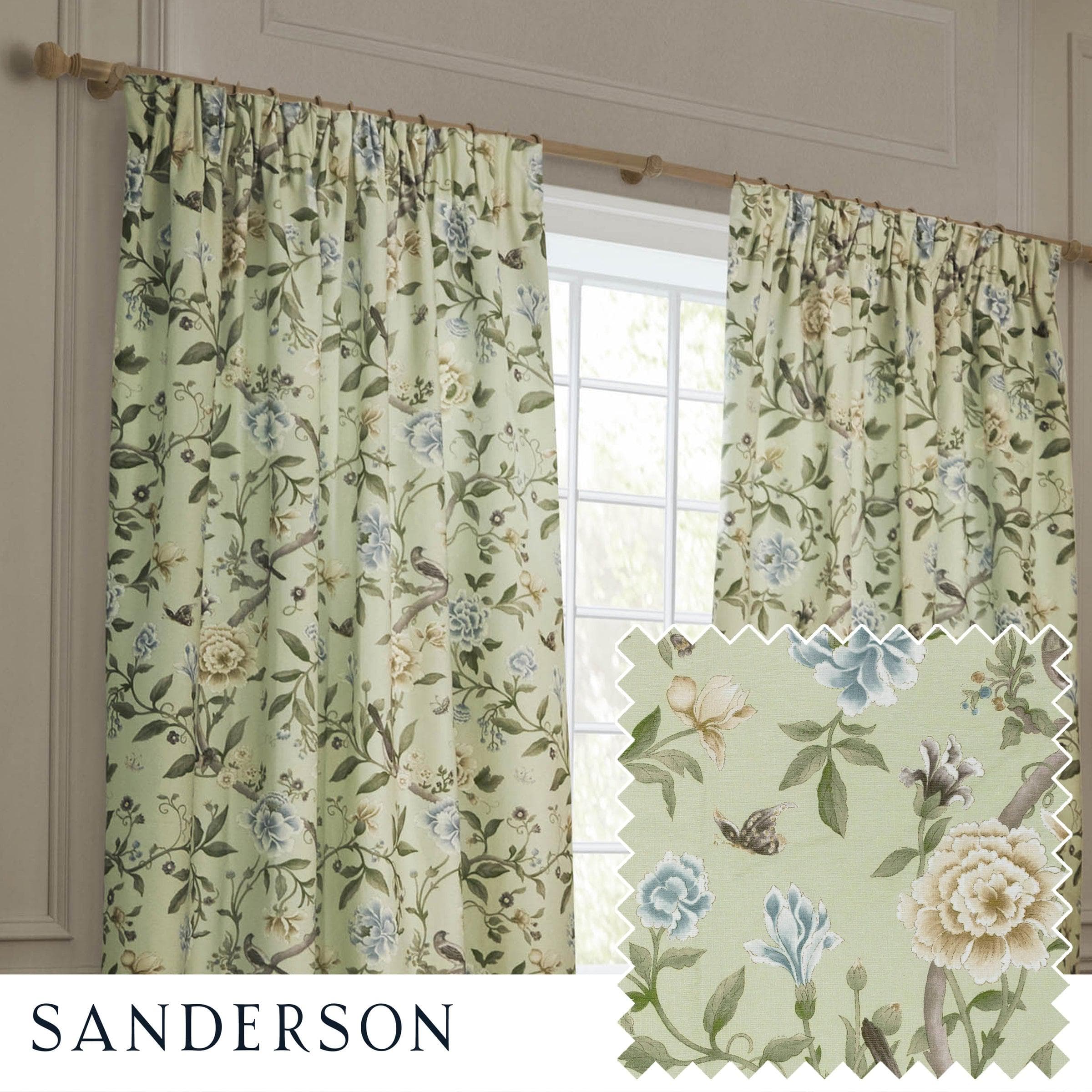 Sanderson (Riva Home) Sanderson Curtains Sanderson Porcelain Garden Printed Chenille Pencil Pleat Curtains