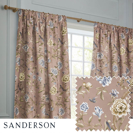 Sanderson (Riva Home) Sanderson Curtains Sanderson Porcelain Garden Printed Chenille Pencil Pleat Curtains