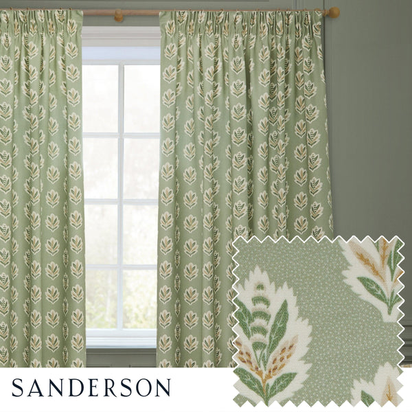 Sanderson Sessile Leaf Motif Pencil Pleat Curtains