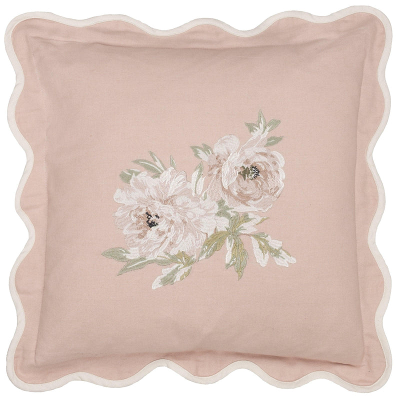 ADELE FLORAL EMBROIDERED DUCK FEATHER FILLED CUSHION – ROSE by Sanderson
