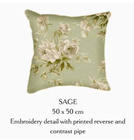 Sanderson (Riva Home) Sanderson Cushion Sanderson Adele Sage Sanderson Adele Embroidered Detail Cushion