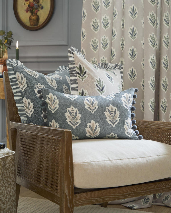 Sanderson Sessile Leaf Printed Cushion in Delph Blue