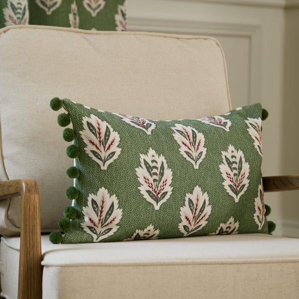Sanderson Sessile Leaf Printed Cushion in Leaf Green
