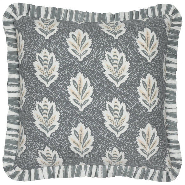 Sanderson Sessile Leaf Printed Square Cushion in Delph Blue