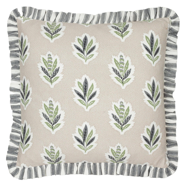 Sanderson Sessile Leaf Printed Square Cushion in Flax