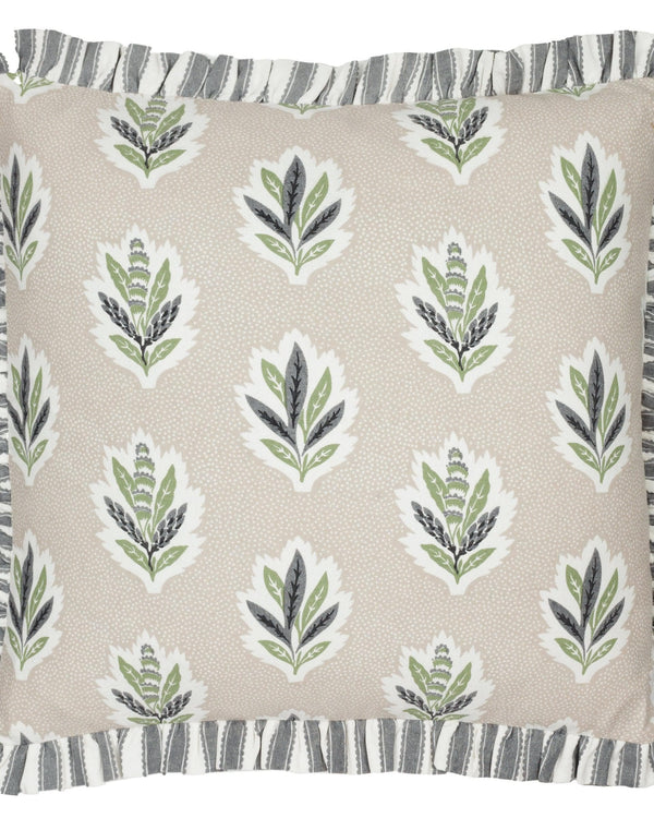 Sanderson Sessile Leaf Printed Square Cushion in Flax