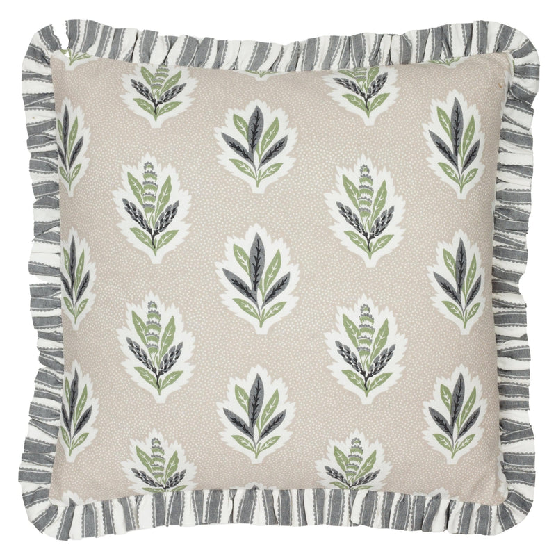 Sanderson Sessile Leaf Printed Square Cushion in Flax