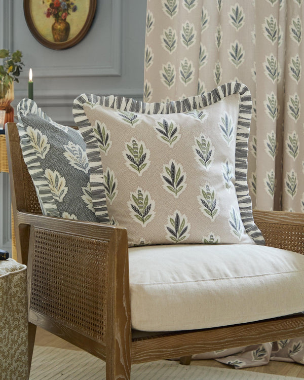 Sanderson Sessile Leaf Printed Square Cushion in Flax