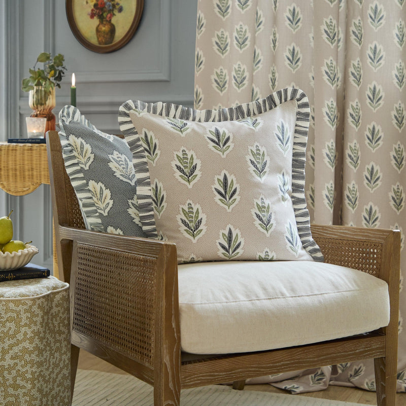 Sanderson Sessile Leaf Printed Square Cushion in Flax