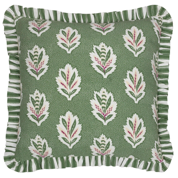 Sanderson Sessile Leaf Printed Square Cushion in Leaf Green