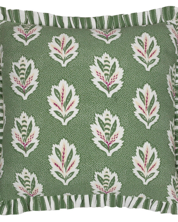 Sanderson Sessile Leaf Printed Square Cushion in Leaf Green