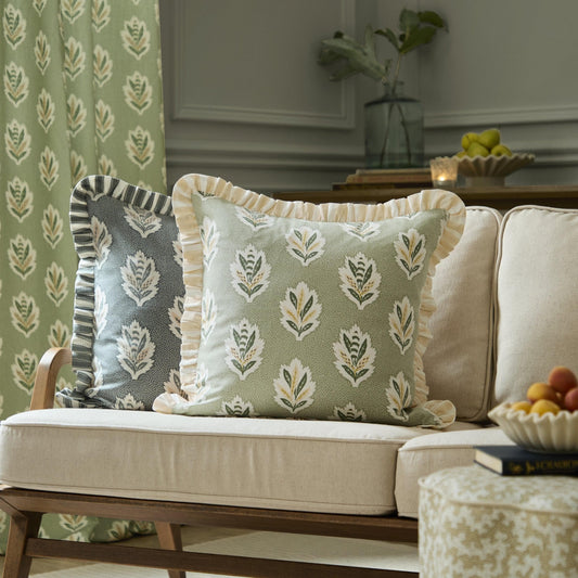 Sanderson (Riva Home) Sanderson Cushion Sanderson Sessile Leaf Printed Square Cushion in Sage